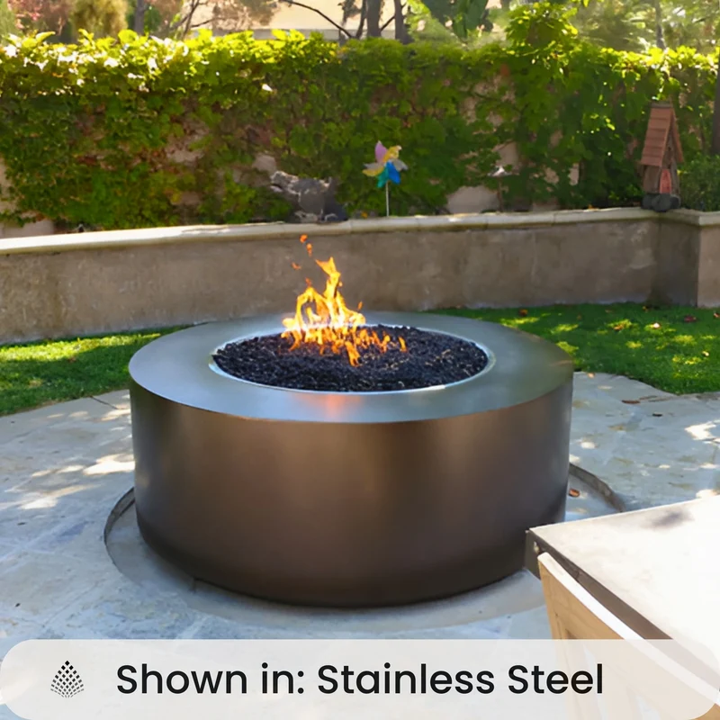 Unity Round Gas Fire Pit in Luxury Metals - Outdoor Plus