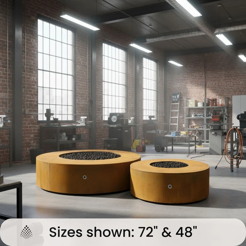 Unity Round Gas Fire Pit in Luxury Metals - Outdoor Plus