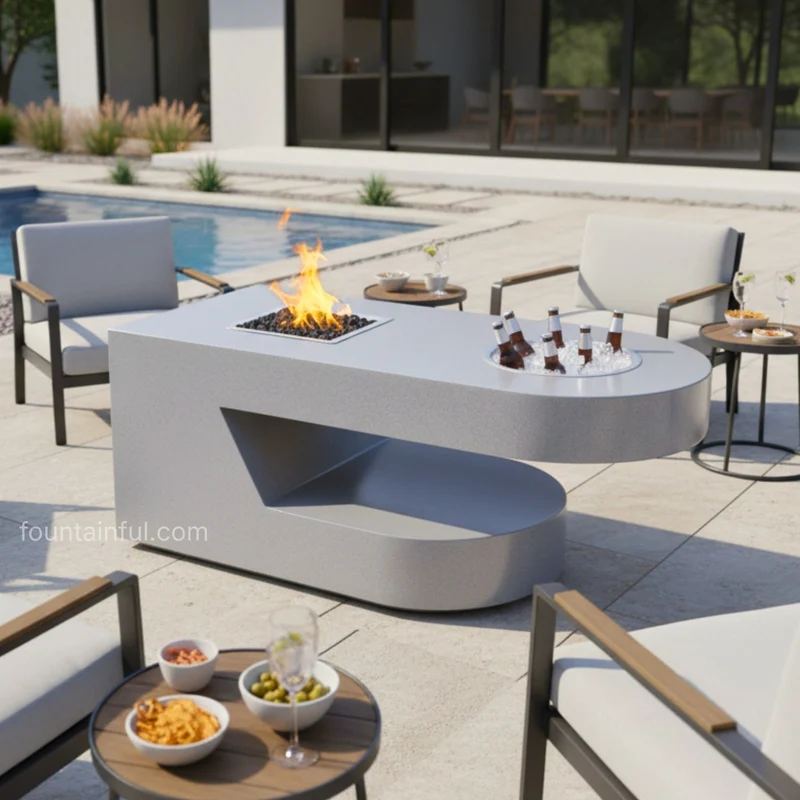 Dana Steel Gas Fire Pit & Ice Chest - Outdoor Plus