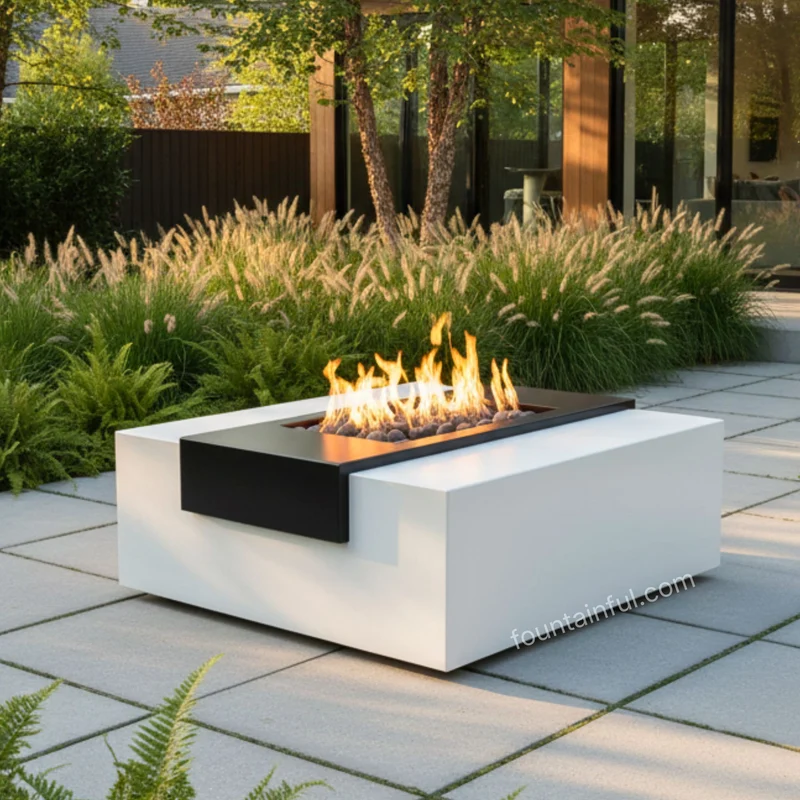 Gallaway Square Steel Gas Fire Pit - Outdoor Plus