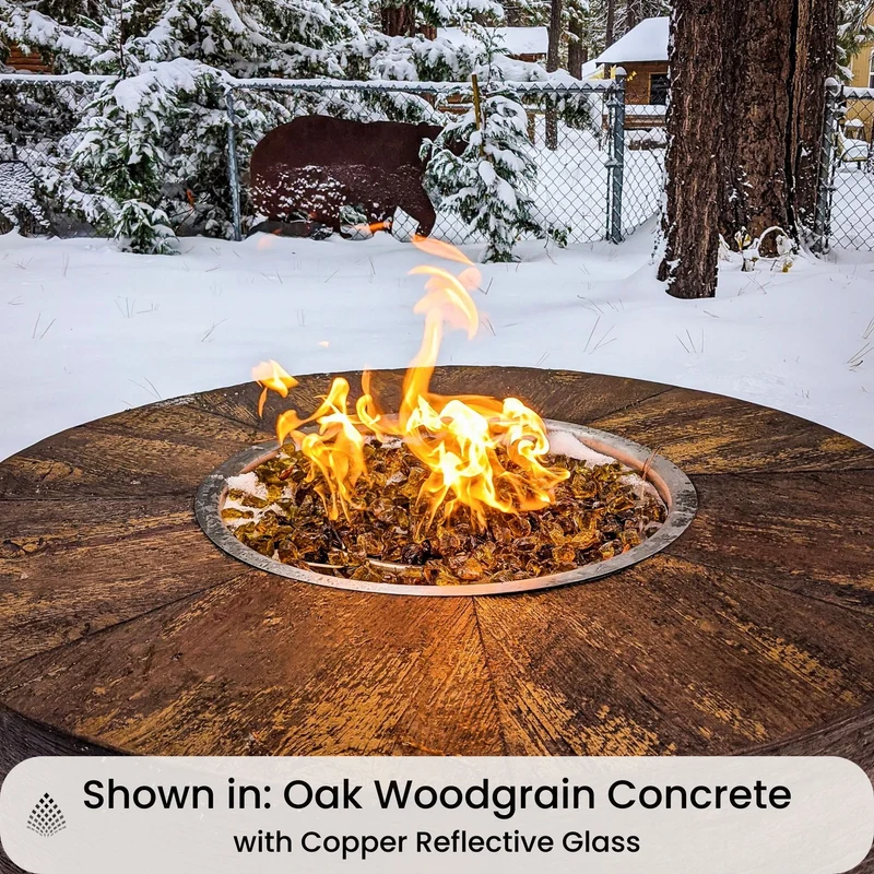 Sequoia "Woodgrain" Concrete Round Gas Fire Pit - Outdoor Plus