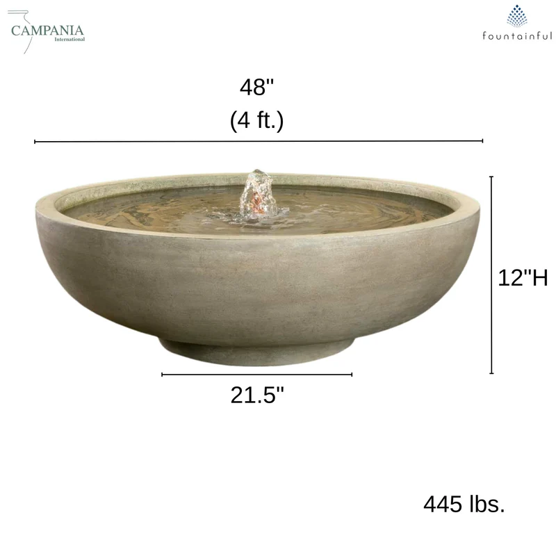 Isla Concrete Bubbler Bowl Fountain - Campania #FT444