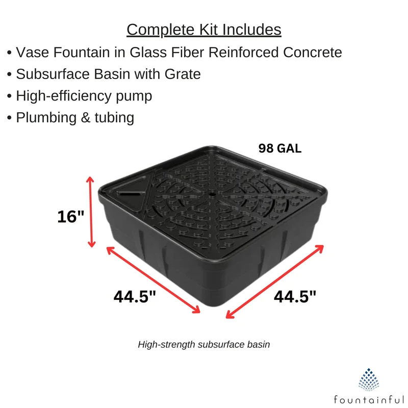 Vase 360° Bubbler Spillway Concrete Fountain - Complete Kit