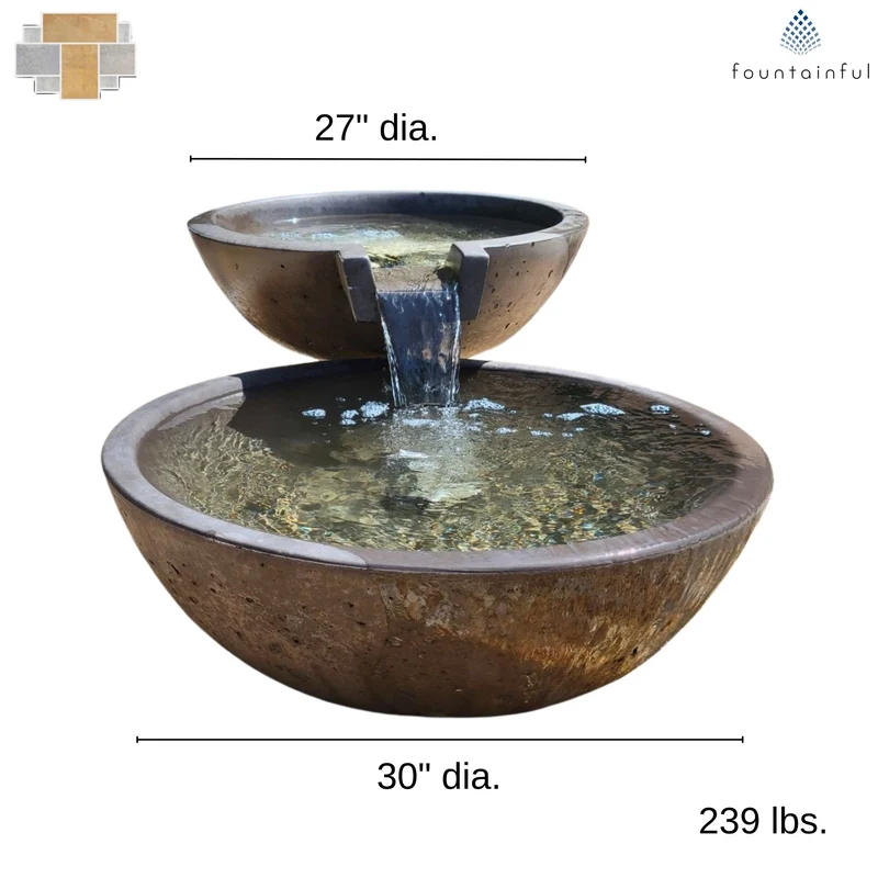 Double Bowl Spillway Concrete Fountain - Complete Kit