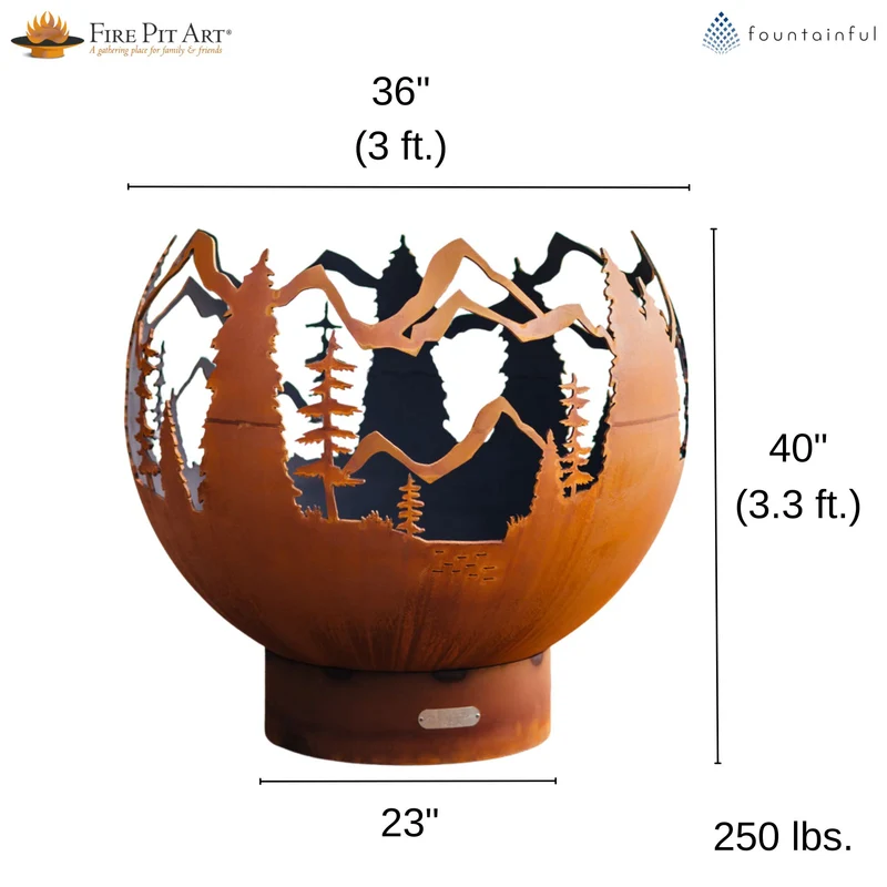 Mountain Vista Gas Fire Pit in Steel - Fire Pit Art