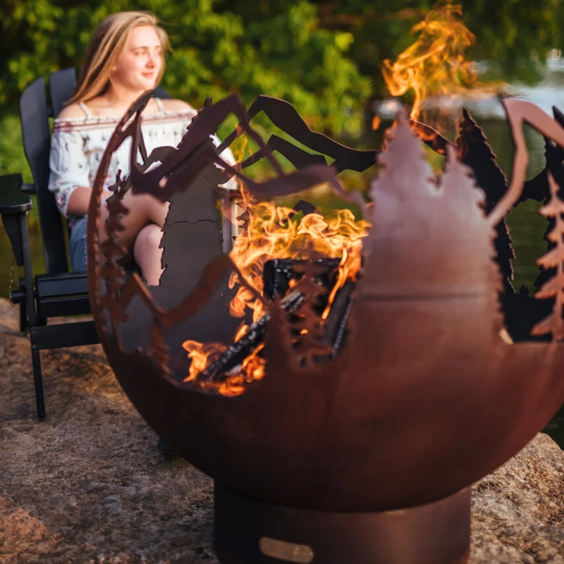 Mountain Vista Wood Burning Fire Pit in Steel - Fire Pit Art