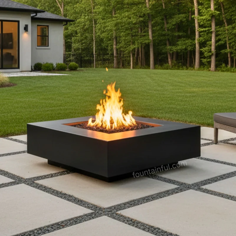 Cabo Concrete Square Gas Fire Pit - Outdoor Plus