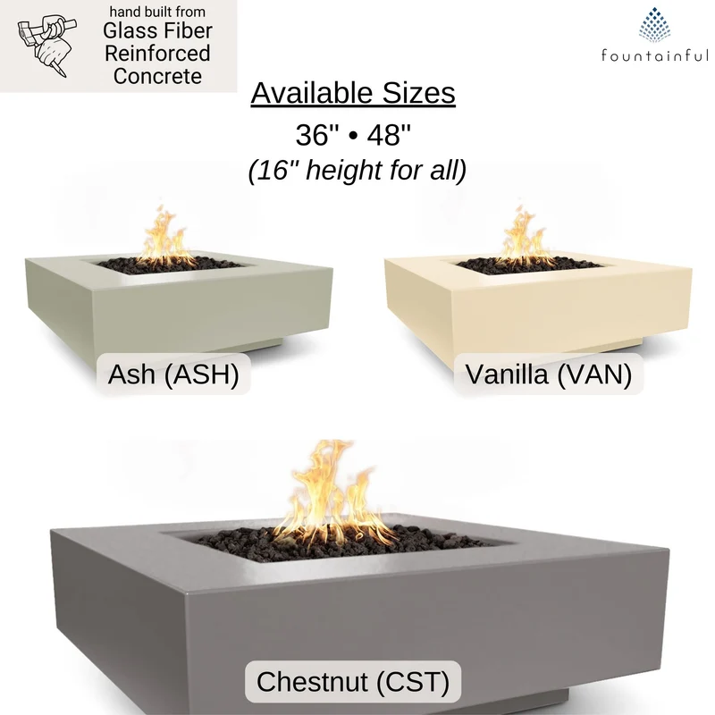 Cabo Concrete Square Gas Fire Pit - Outdoor Plus