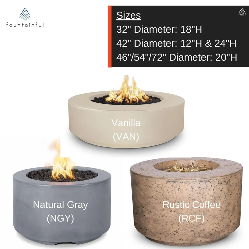 Florence Round Concrete Gas Fire Pit - Outdoor Plus