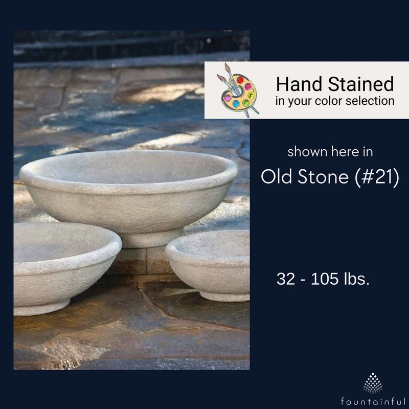 Low Round Bowl Concrete Planters - Massarellis