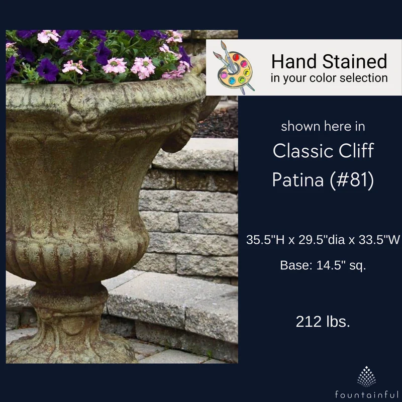 Braided Medallion Handled Urn Planter - Massarellis #6275