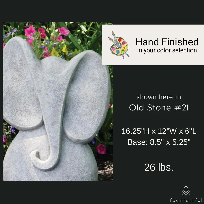 Contemporary Elephant Concrete Garden Statue - Massarellis #7599