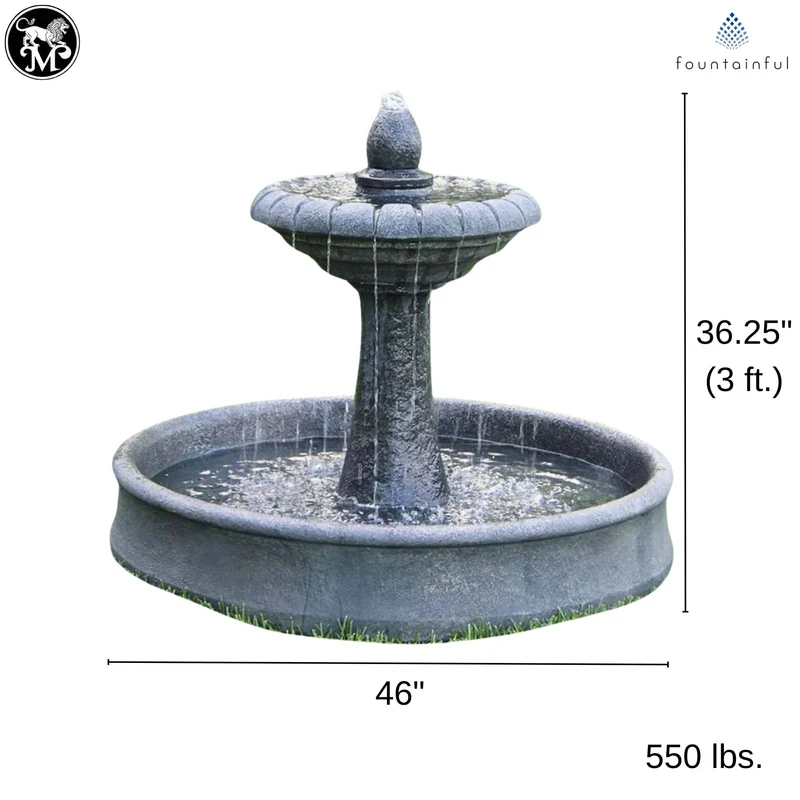 Hampton Concrete Fountain w/46" Pool - Massarellis #3873