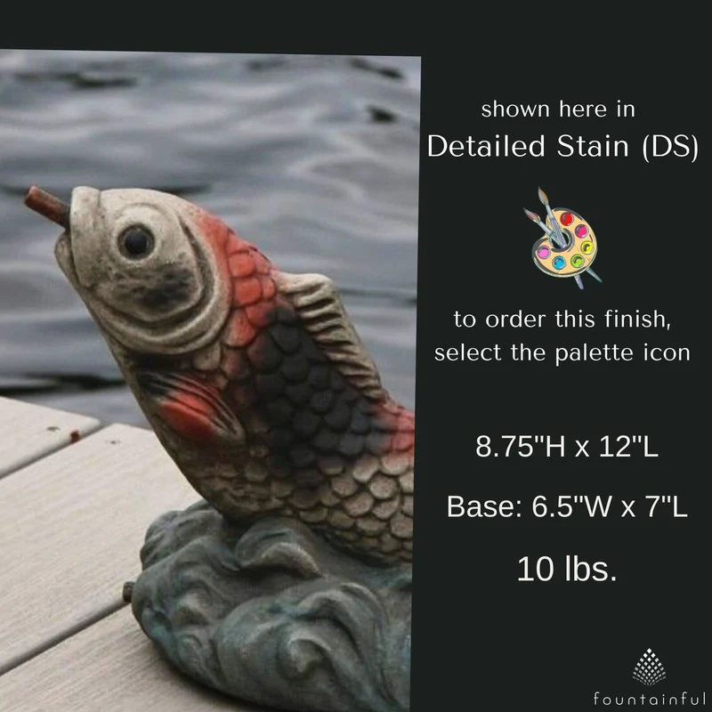 Curling Carp Small Plumbed Concrete Statue - Massarellis #7576