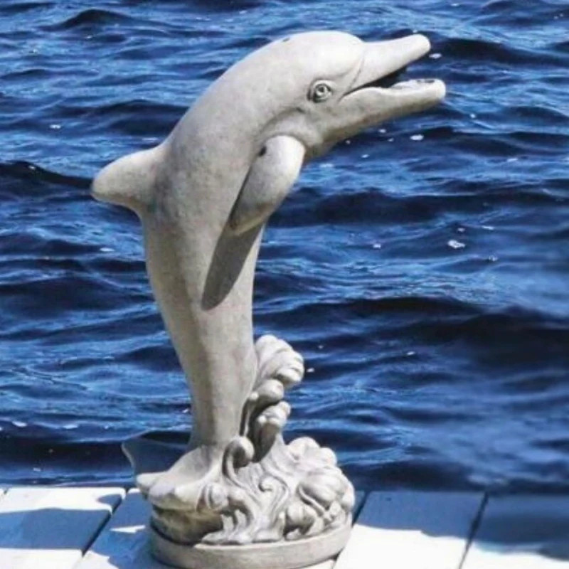 Flip the Dolphin Plumbed Concrete Water Statue - Massarellis #4405