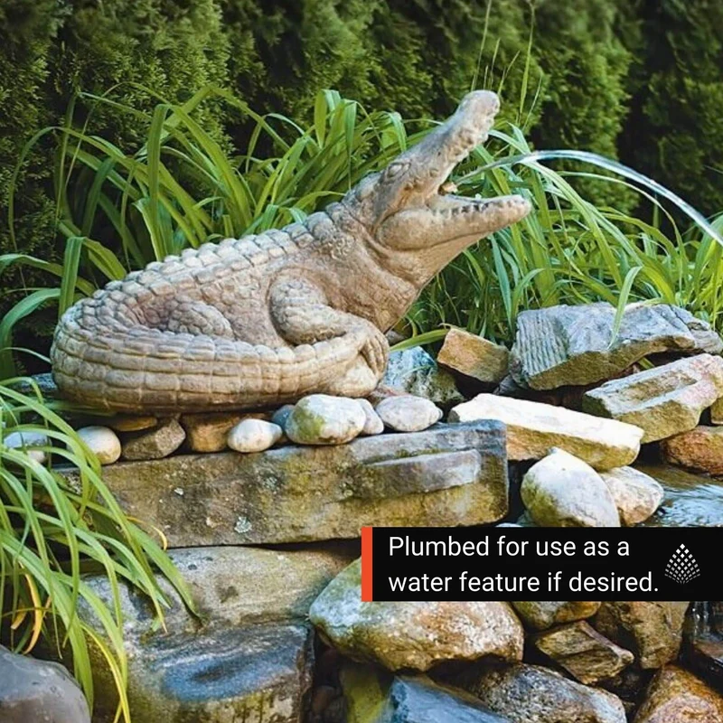 Alligator Plumbed Concrete Statue - Massarellis #9524