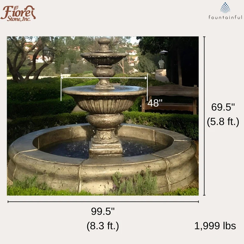 Formal Garden 2-Tier Concrete Pond Fountain - Fiore #2072