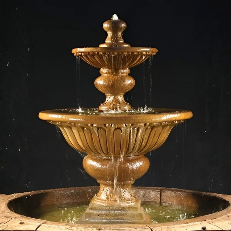 Formal Garden 2-Tier Concrete Pond Fountain - Fiore #2072