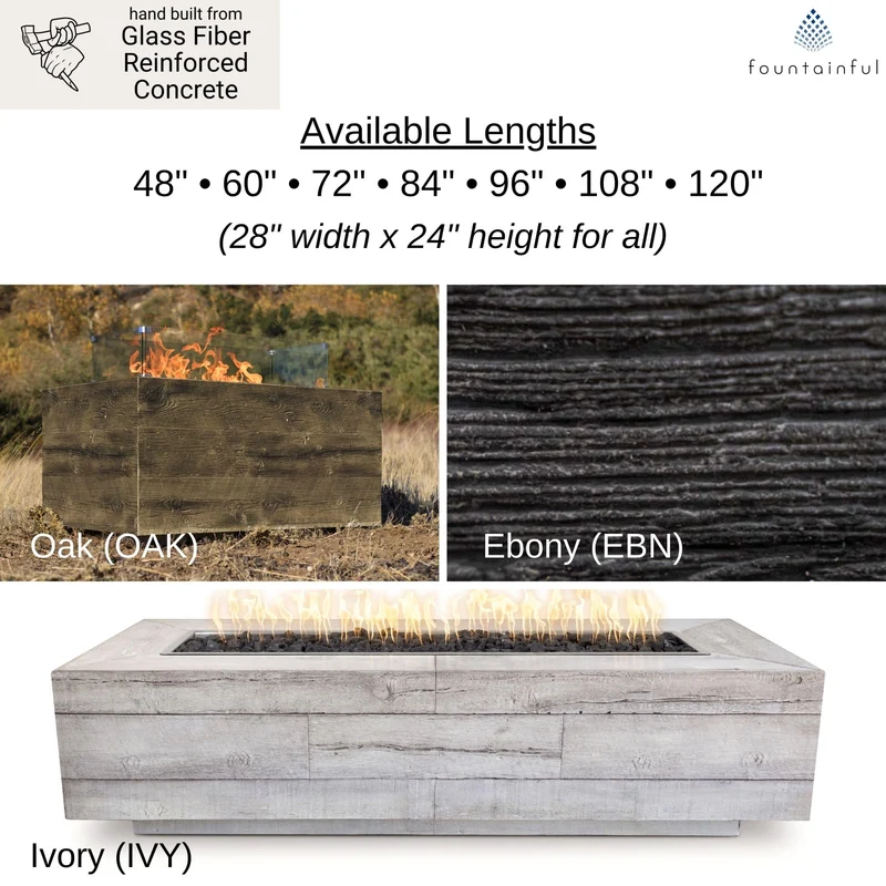 Catalina "Woodgrain" Concrete Gas Fire Pit - The Outdoor Plus