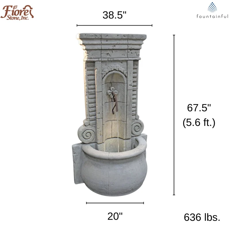 Champagne Tall Concrete Wall Fountain - Fiore #205FWT