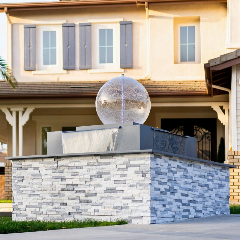 Atlas Crystal Sphere (30") Fire & Water Fountain - Outdoor Plus