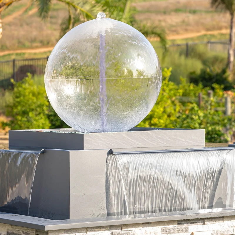 Atlas Crystal Sphere (30") Fire & Water Fountain - Outdoor Plus