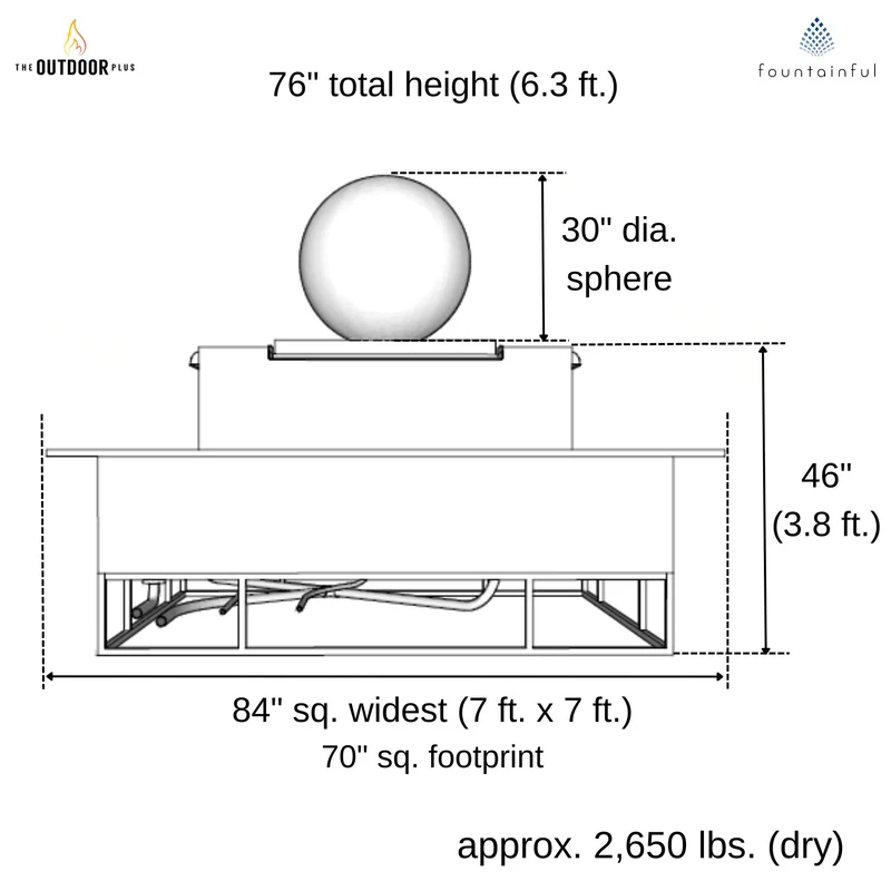 Atlas Crystal Sphere (30") Fire & Water Fountain - Outdoor Plus