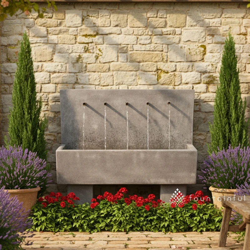 Penta Tall Concrete Wall Fountain - Giannini #1748