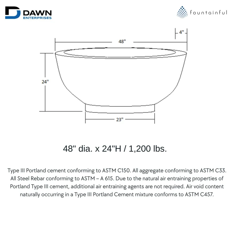 Round 4FT Concrete Bowl Planter - Architectural Collection