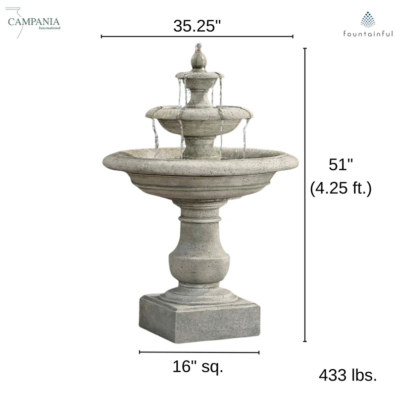 Alessia 3-Tier Concrete Fountain - Campania #FT442
