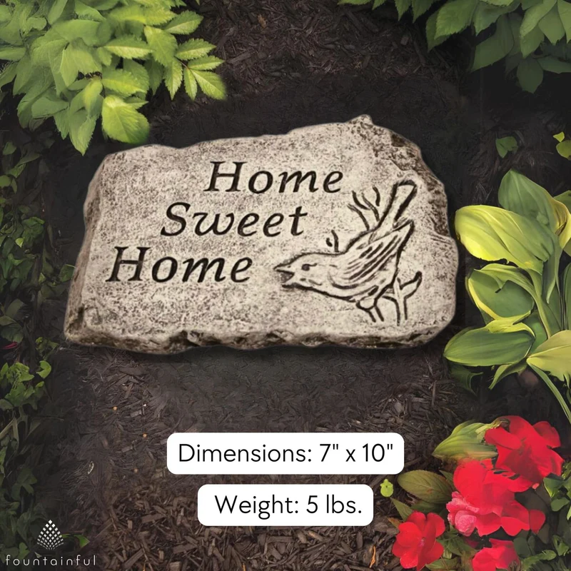 Home Sweet Home Concrete Garden Greeting Stone - Massarellis #1868
