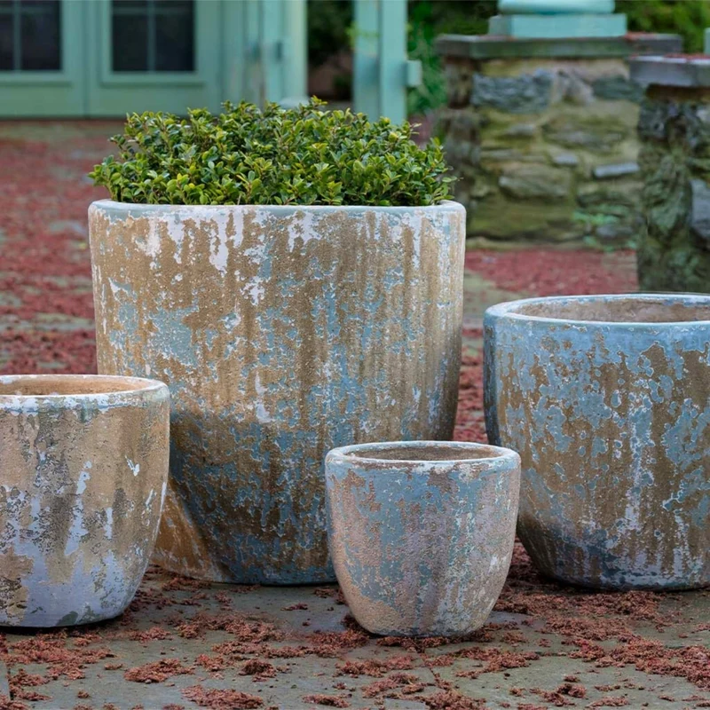 Cordevalle Set of 4 Glazed Terra Cotta Planters - Campania #5021