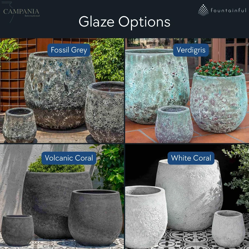 Baleares Set of 3 Glazed Terra Cotta Planters - Campania #6744