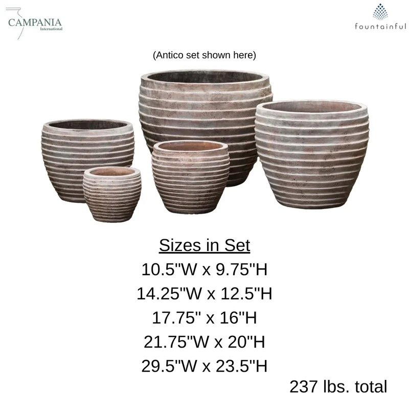Elia Set of 5 Terra Cotta Planters - Campania #6820