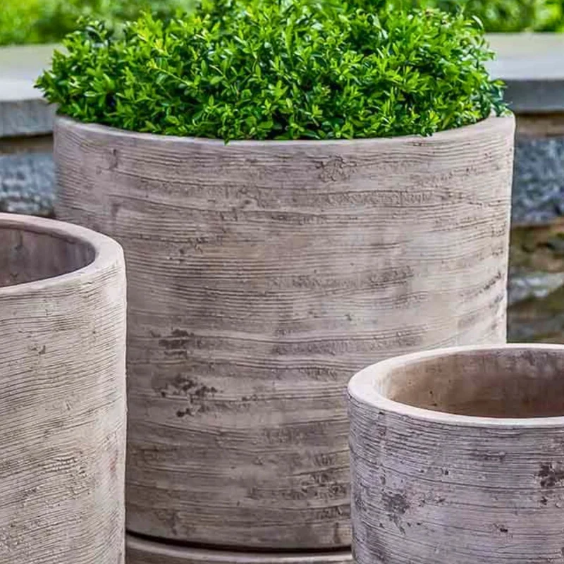 Sgraffito Low Set of 3 Antico Terra Cotta Planters - Campania #6474