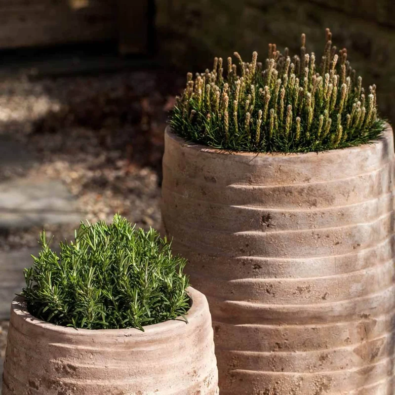 Ipanema Tall Set of 2 Antico Terra Cotta Planters - Campania #6811