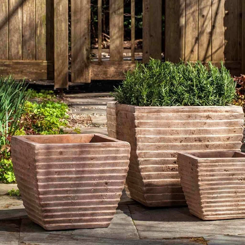 Ipanema Square Set of 3 Antico Terra Cotta Planters - Campania #6810