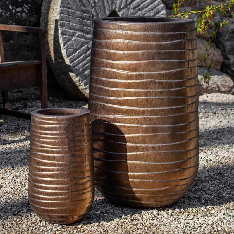 Ipanema Glazed Set of 2 Terra Cotta Planters - Campania #6811