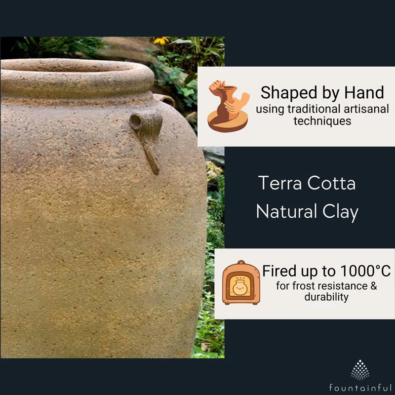 4-Handle Jar Terra Cotta Planter - Campania #316342