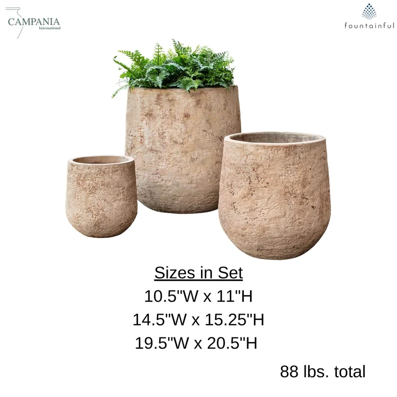 Orto Set of 3 Antico Terra Cotta Planters - Campania #6518