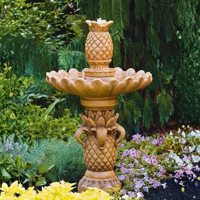 Classic Pineapple Concrete Fountain - Massarellis #3432