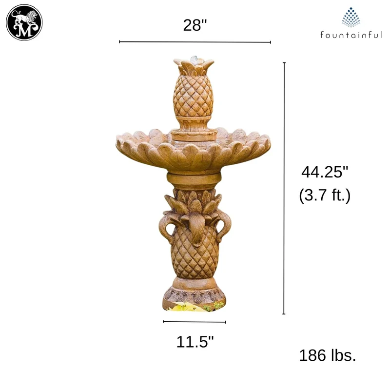 Classic Pineapple Concrete Fountain - Massarellis #3432