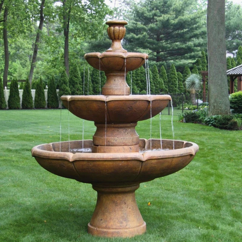 Charlotte 3-Tier Concrete Fountain - Massarellis #3757