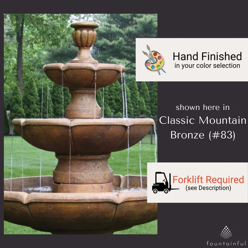 Charlotte 3-Tier Concrete Fountain - Massarellis #3757