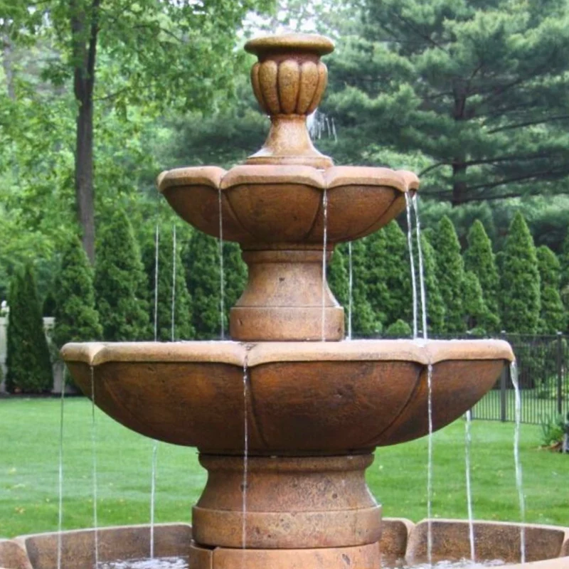 Charlotte 3-Tier Concrete Fountain - Massarellis #3757