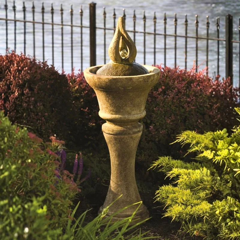 Garden Glow Concrete Fountainette w/Lights - Massarellis #3987