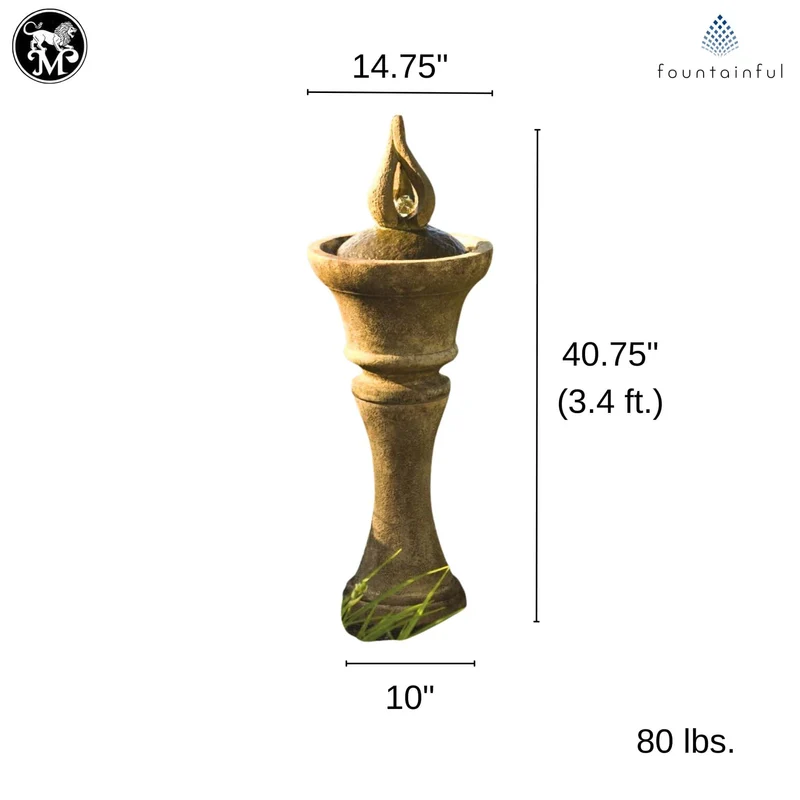 Garden Glow Concrete Fountainette w/Lights - Massarellis #3987