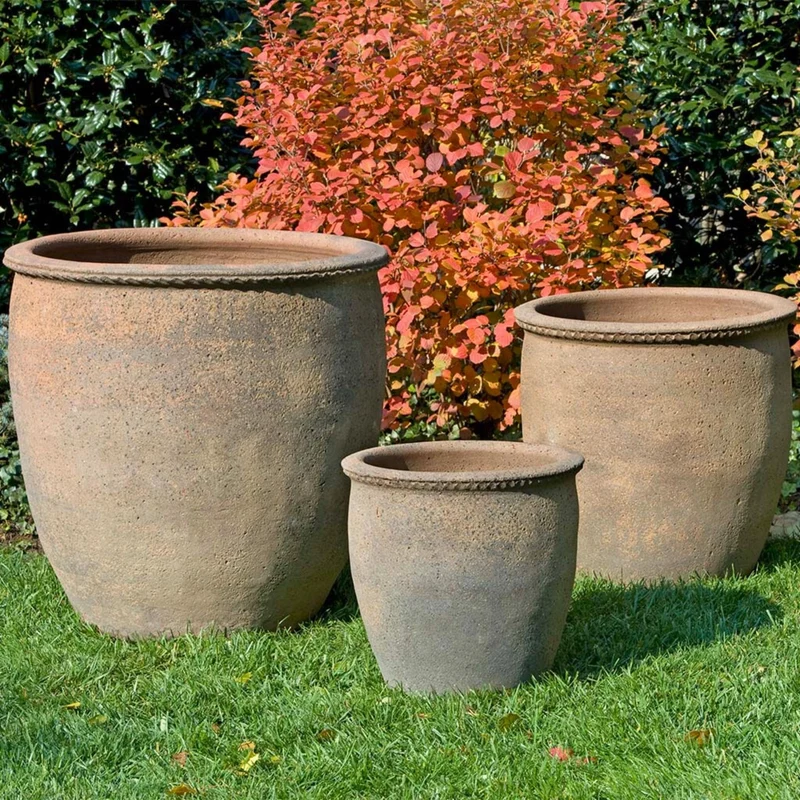 Egg Pot Set of 3 Terra Cotta Planters - Campania #316336
