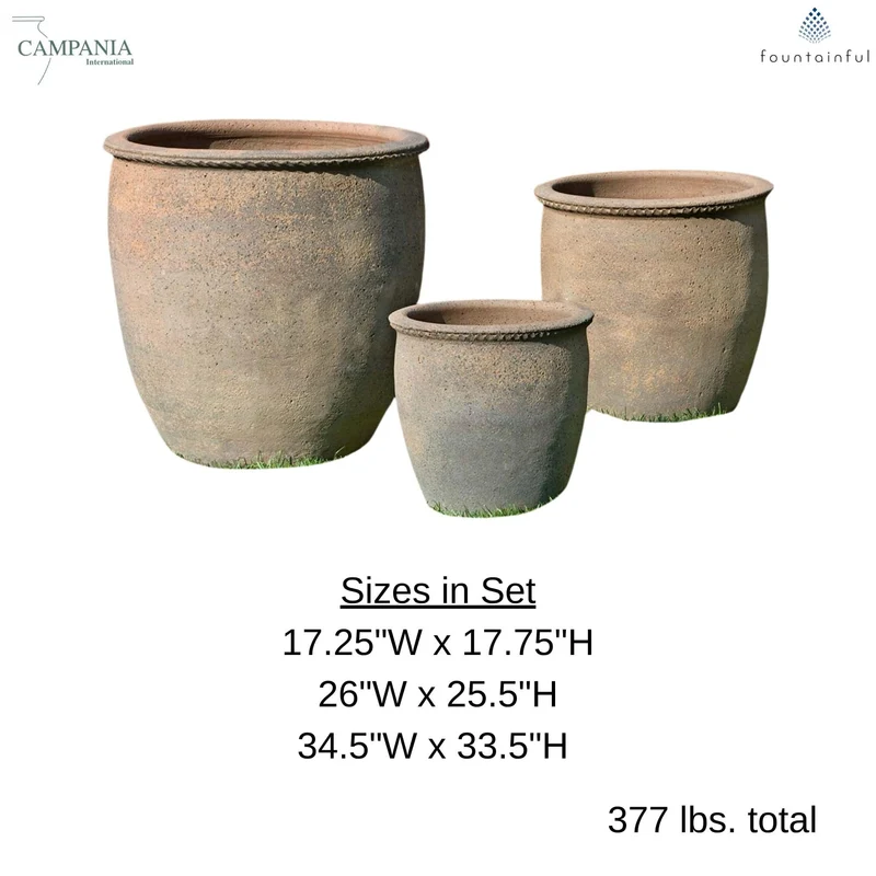 Egg Pot Set of 3 Terra Cotta Planters - Campania #316336