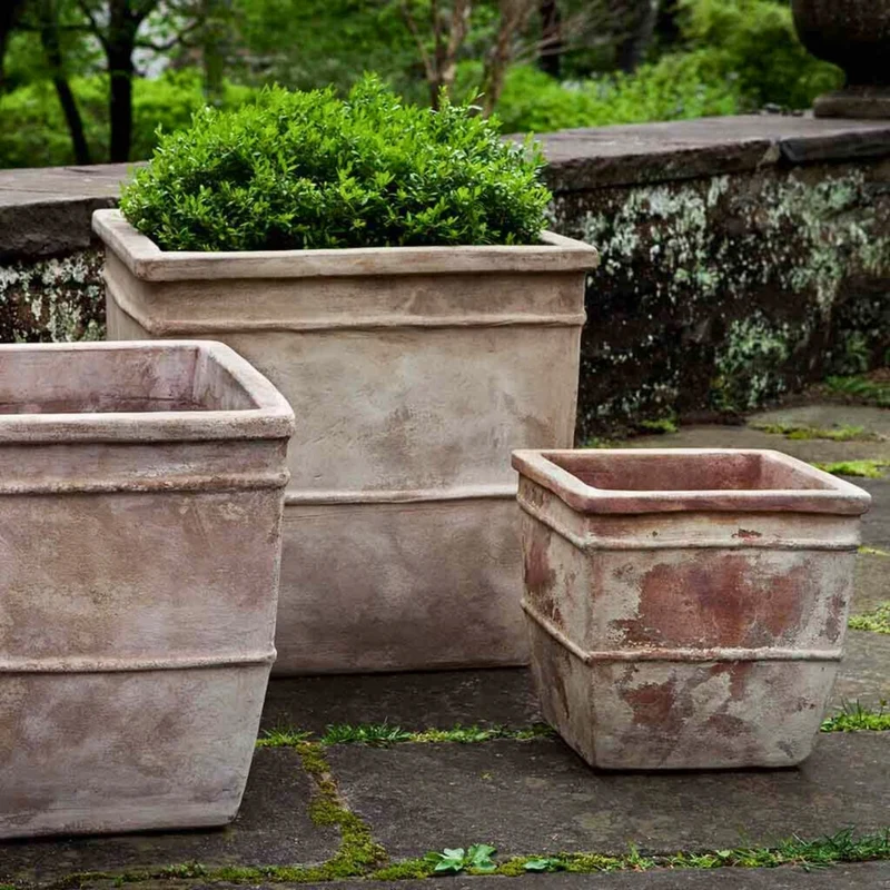 Antico Square Set of 3 Terra Cotta Planters - Campania #6039
